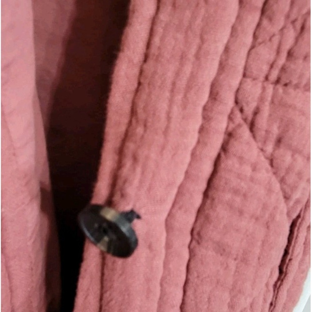 Avec Les Filles Quilted Cotton Gauze Long Oversized Shacket Sz MISSING 1 BUTTON - Picture 13 of 16